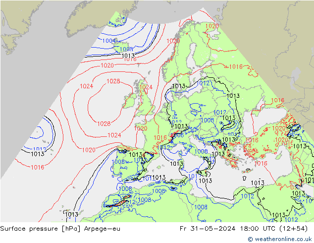 Bodendruck Arpege-eu Fr 31.05.2024 18 UTC