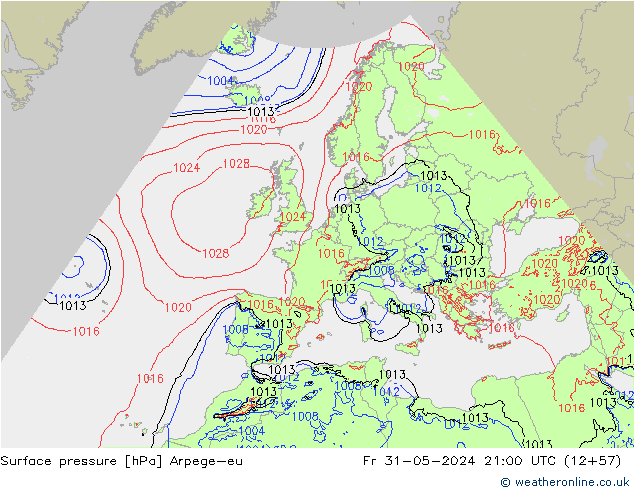 pression de l'air Arpege-eu ven 31.05.2024 21 UTC