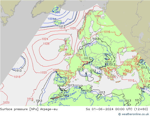 Surface pressure Arpege-eu Sa 01.06.2024 00 UTC