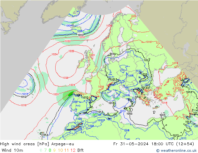 Windvelden Arpege-eu vr 31.05.2024 18 UTC