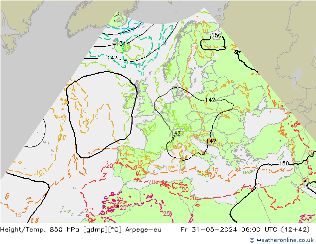 Height/Temp. 850 hPa Arpege-eu Fr 31.05.2024 06 UTC