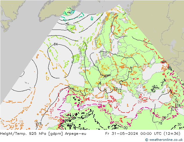 Height/Temp. 925 hPa Arpege-eu Fr 31.05.2024 00 UTC