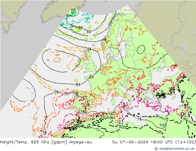 Height/Temp. 925 гПа Arpege-eu Вс 02.06.2024 18 UTC