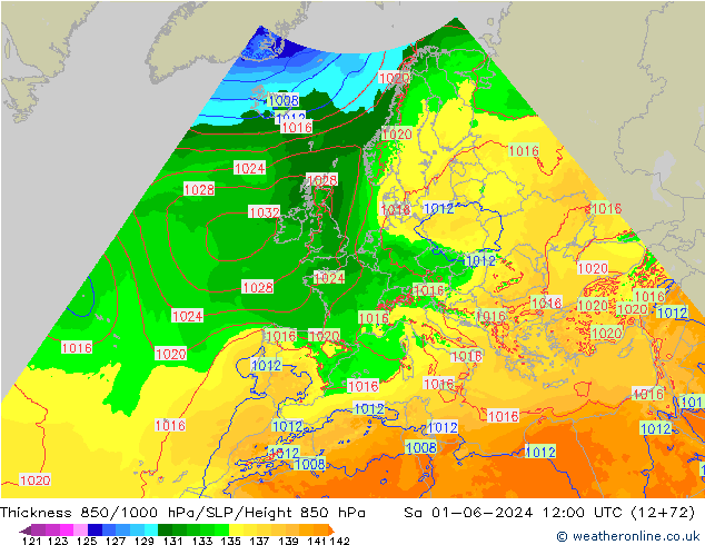 Thck 850-1000 hPa Arpege-eu So 01.06.2024 12 UTC