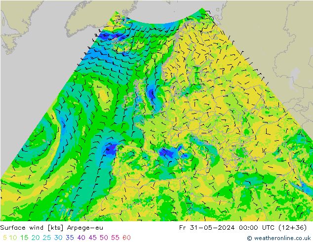 Surface wind Arpege-eu Pá 31.05.2024 00 UTC