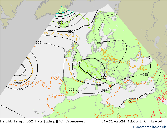 Height/Temp. 500 hPa Arpege-eu Fr 31.05.2024 18 UTC