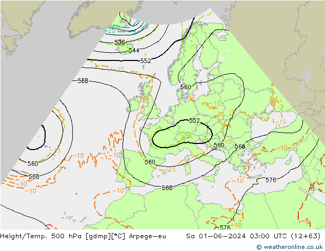 Geop./Temp. 500 hPa Arpege-eu sáb 01.06.2024 03 UTC