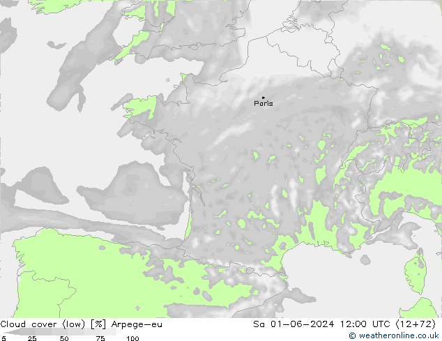 Bulutlar (düşük) Arpege-eu Cts 01.06.2024 12 UTC