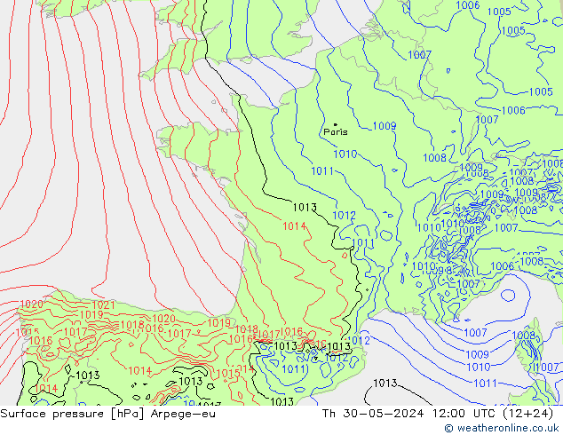 Bodendruck Arpege-eu Do 30.05.2024 12 UTC