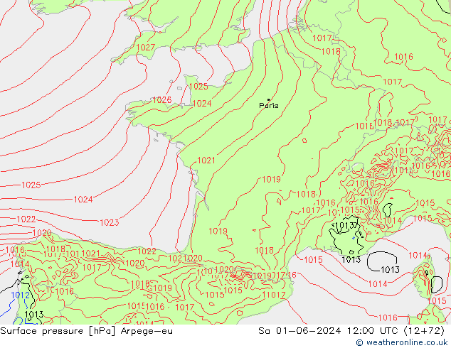 Yer basıncı Arpege-eu Cts 01.06.2024 12 UTC