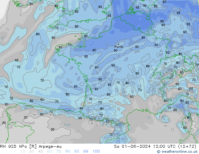 925 hPa Nispi Nem Arpege-eu Cts 01.06.2024 12 UTC