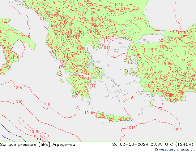 Surface pressure Arpege-eu Su 02.06.2024 00 UTC