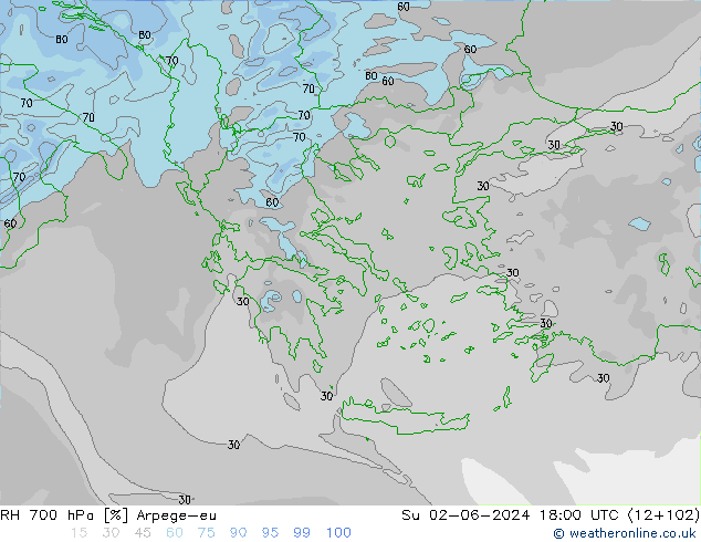 700 hPa Nispi Nem Arpege-eu Paz 02.06.2024 18 UTC