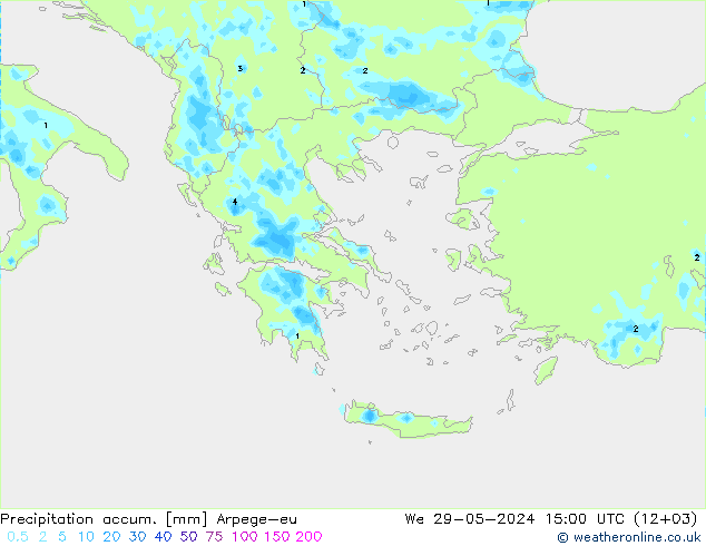 Precipitation accum. Arpege-eu We 29.05.2024 15 UTC