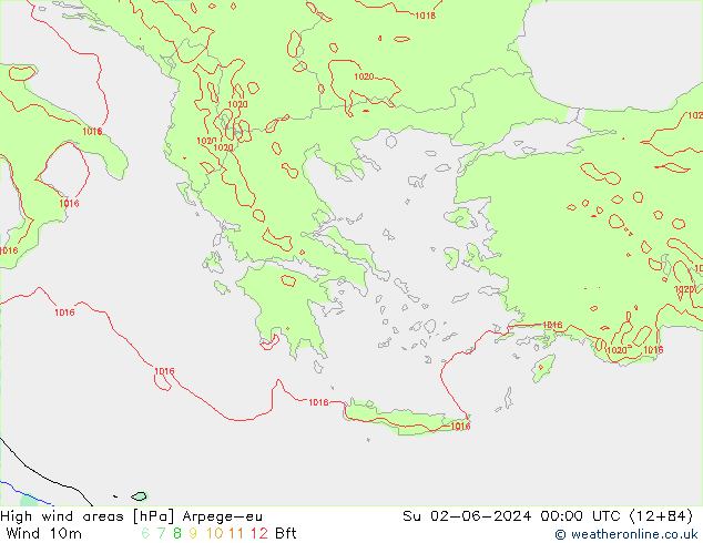 High wind areas Arpege-eu Ne 02.06.2024 00 UTC