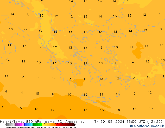 Height/Temp. 850 hPa Arpege-eu Qui 30.05.2024 18 UTC