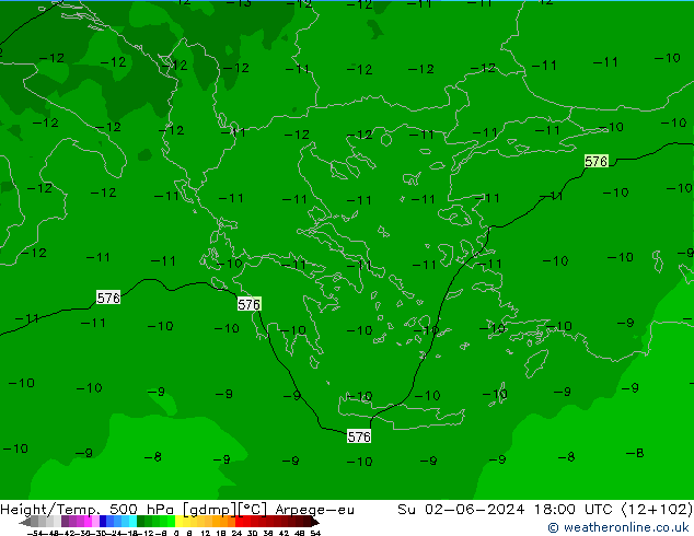 Height/Temp. 500 hPa Arpege-eu nie. 02.06.2024 18 UTC