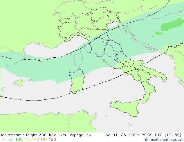 Jet stream/Height 300 hPa Arpege-eu So 01.06.2024 09 UTC