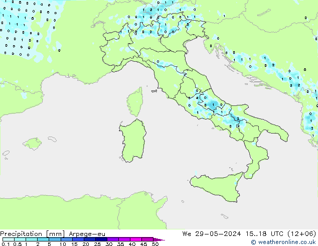 Precipitation Arpege-eu We 29.05.2024 18 UTC