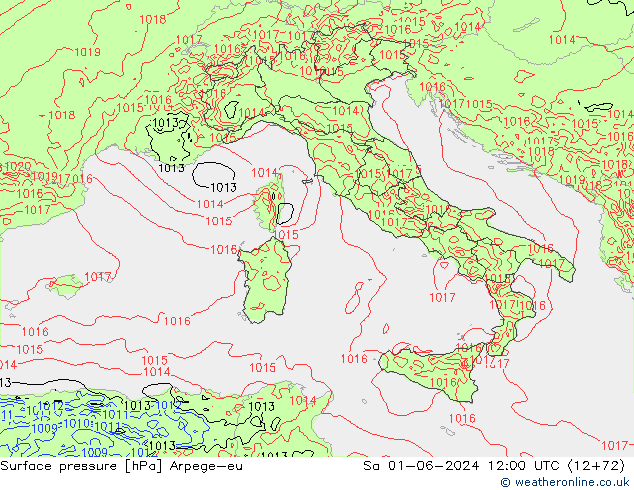 Surface pressure Arpege-eu Sa 01.06.2024 12 UTC