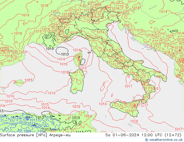 Atmosférický tlak Arpege-eu So 01.06.2024 12 UTC