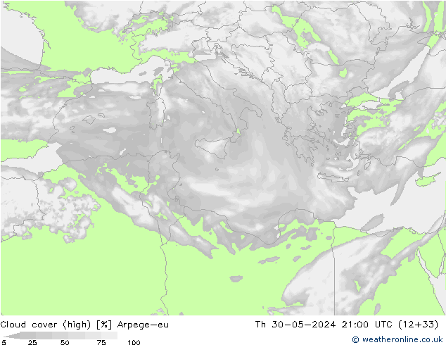 zachmurzenie (wysokie) Arpege-eu czw. 30.05.2024 21 UTC