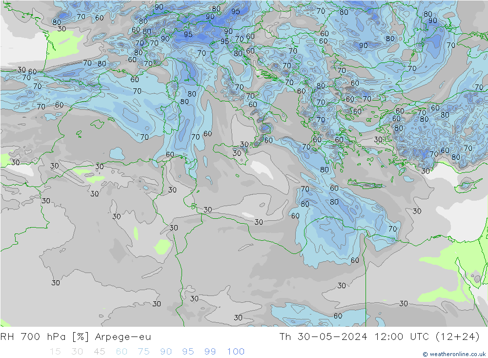 700 hPa Nispi Nem Arpege-eu Per 30.05.2024 12 UTC