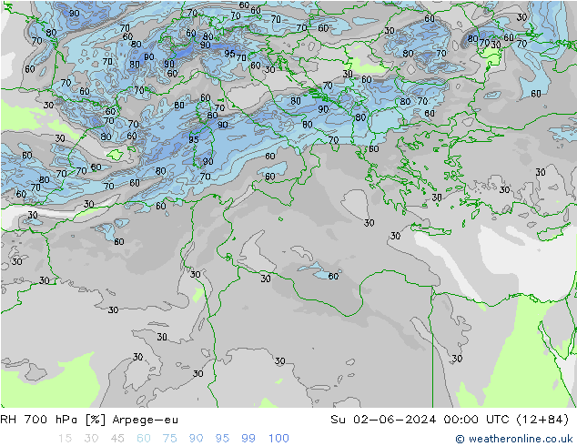 700 hPa Nispi Nem Arpege-eu Paz 02.06.2024 00 UTC