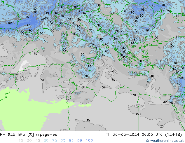 RV 925 hPa Arpege-eu do 30.05.2024 06 UTC