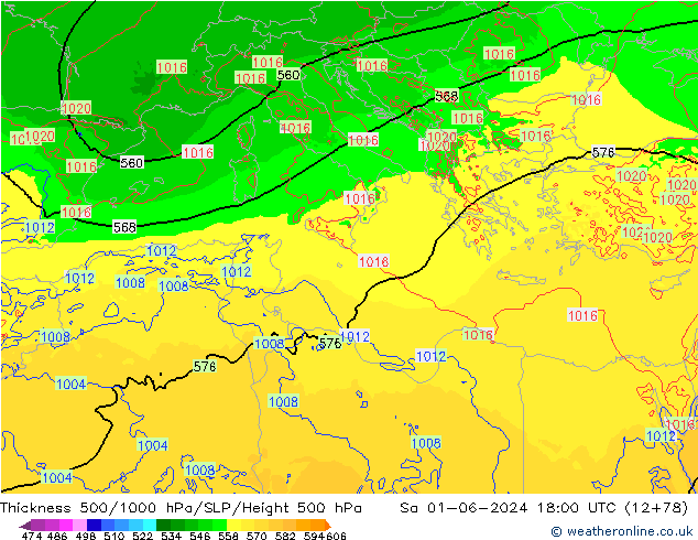 500-1000 hPa Kalınlığı Arpege-eu Cts 01.06.2024 18 UTC