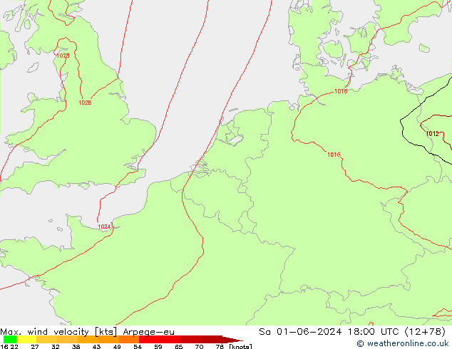 Windböen Arpege-eu Sa 01.06.2024 18 UTC