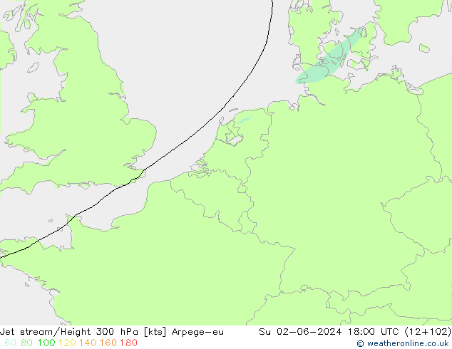 Jet stream/Height 300 hPa Arpege-eu Su 02.06.2024 18 UTC