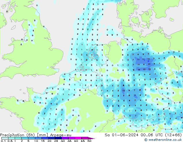 Yağış (6h) Arpege-eu Cts 01.06.2024 06 UTC