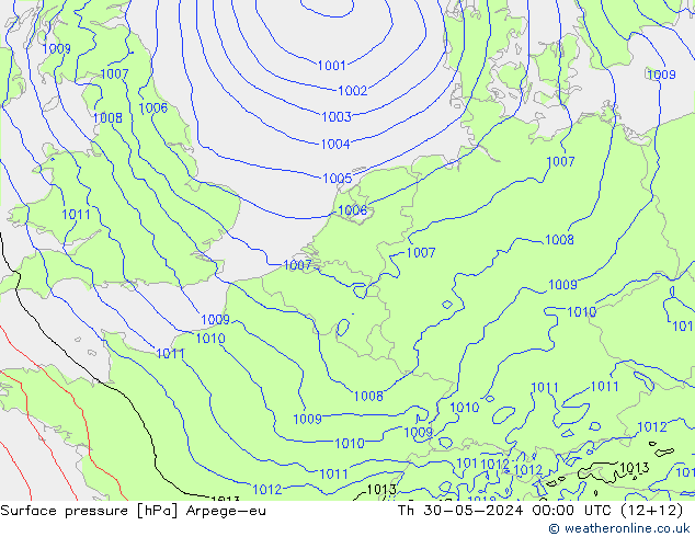 Surface pressure Arpege-eu Th 30.05.2024 00 UTC