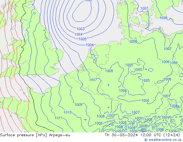 地面气压 Arpege-eu 星期四 30.05.2024 12 UTC