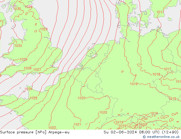 Atmosférický tlak Arpege-eu Ne 02.06.2024 06 UTC