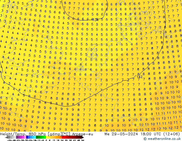 Height/Temp. 850 hPa Arpege-eu  29.05.2024 18 UTC