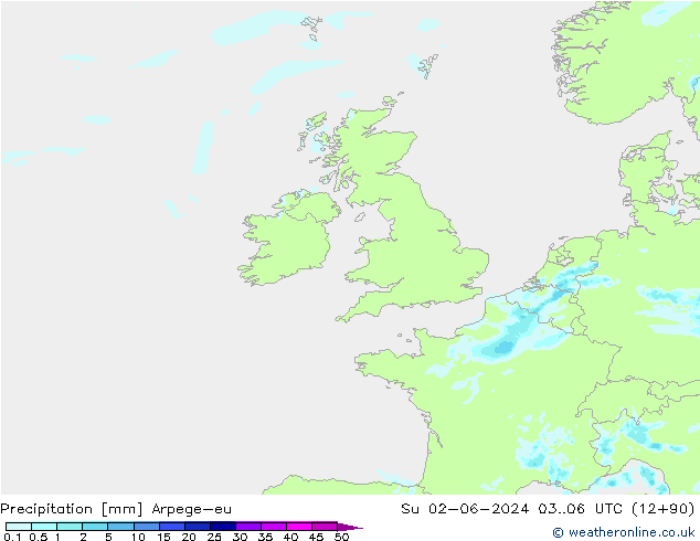 Precipitation Arpege-eu Su 02.06.2024 06 UTC