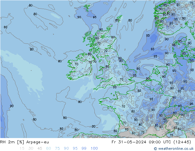 RH 2m Arpege-eu  31.05.2024 09 UTC