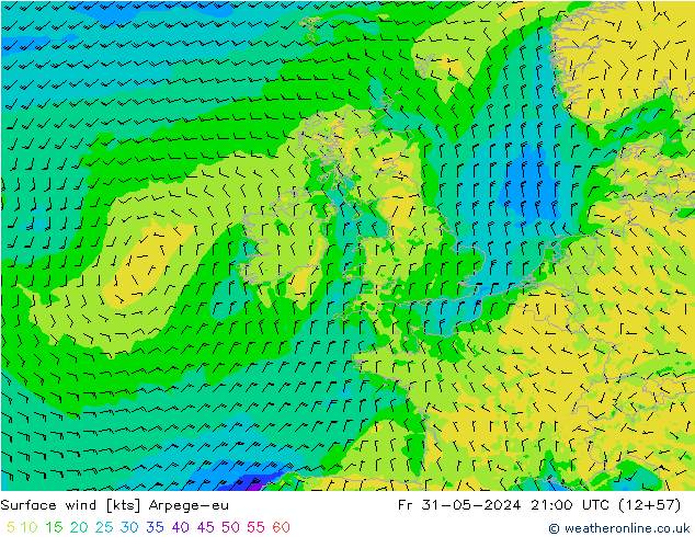 ветер 10 m Arpege-eu пт 31.05.2024 21 UTC