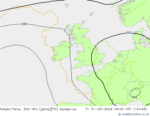 Height/Temp. 500 hPa Arpege-eu  31.05.2024 09 UTC