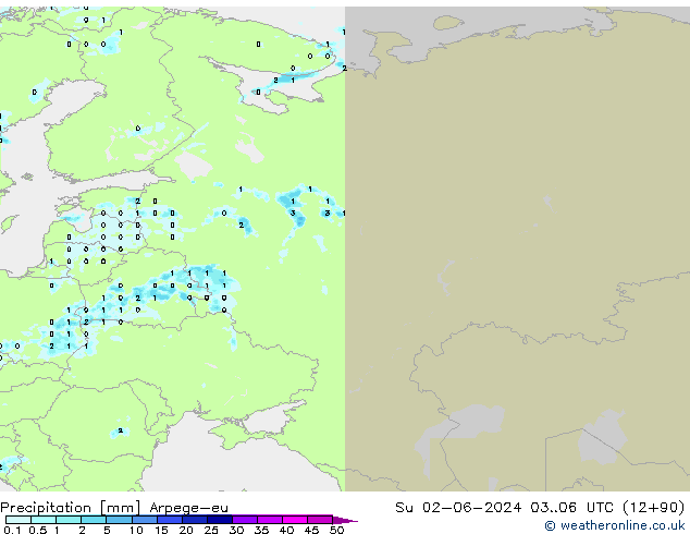 precipitação Arpege-eu Dom 02.06.2024 06 UTC