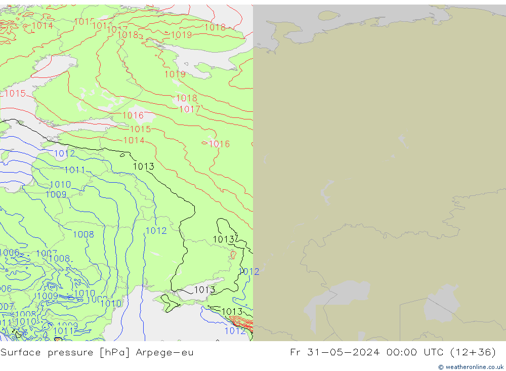 приземное давление Arpege-eu пт 31.05.2024 00 UTC