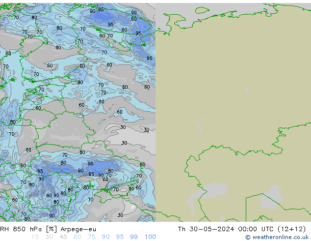 RH 850 hPa Arpege-eu Do 30.05.2024 00 UTC