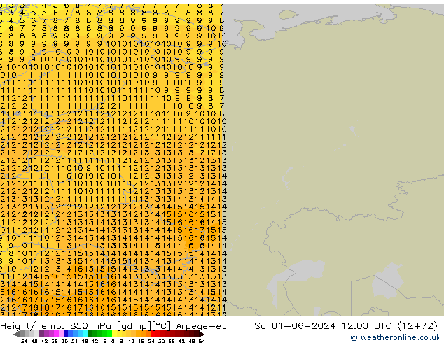 Height/Temp. 850 hPa Arpege-eu So 01.06.2024 12 UTC