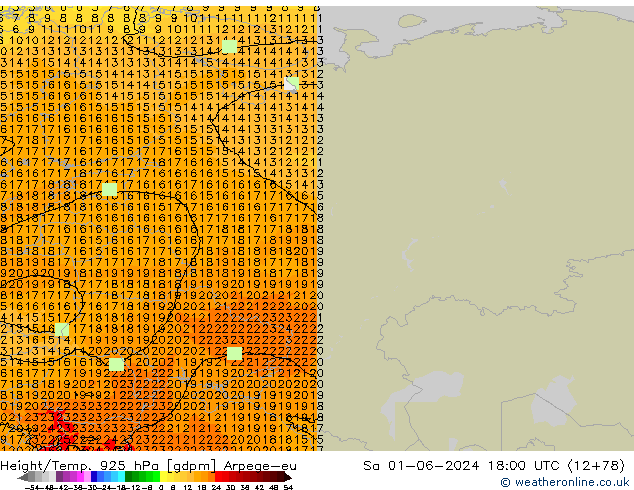 Height/Temp. 925 hPa Arpege-eu  01.06.2024 18 UTC