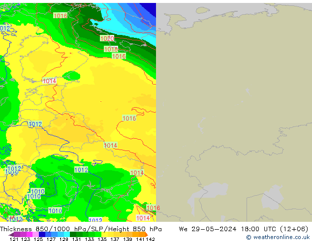 Thck 850-1000 hPa Arpege-eu We 29.05.2024 18 UTC