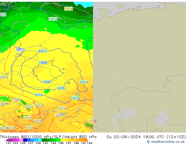 850-1000 hPa Kalınlığı Arpege-eu Paz 02.06.2024 18 UTC