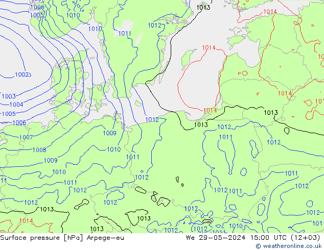 Pressione al suolo Arpege-eu mer 29.05.2024 15 UTC