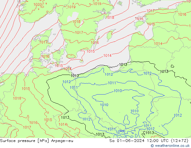 Surface pressure Arpege-eu Sa 01.06.2024 12 UTC